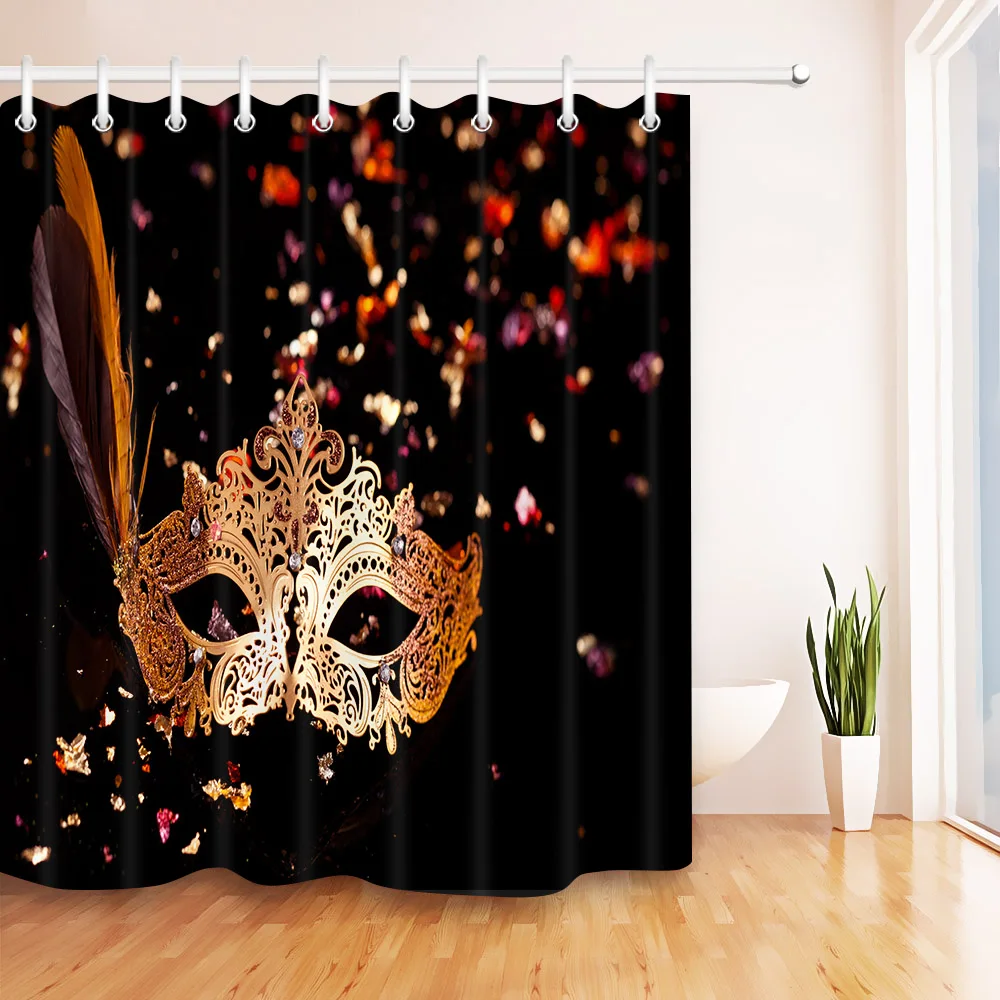 72'' Music Carnival Masquerade Cosplay Bathroom Waterproof Fabric Shower Curtain Polyester 12 Hooks Bath Accessory Sets | Дом и сад