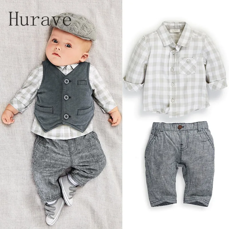 Hurave/2019 г. повседневный осенний комплект одежды для маленьких мальчиков джинсовый