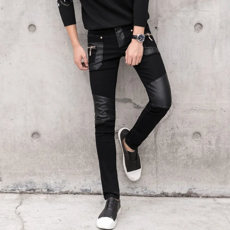 Черные кожаные осенние зимние брюки мужские высокого качества, непродуваемый стрейч мотоцикл тактические обтягивающие брюки мужские