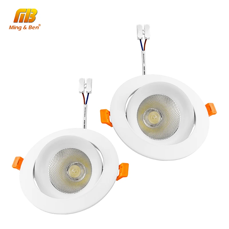 

[MingBen] 2pcs LED Downlight Adjustable Angle Panel Aluminum Ceiling Light 7W 12W 20W AC220V LED COB Lamp For Foyer Living Room