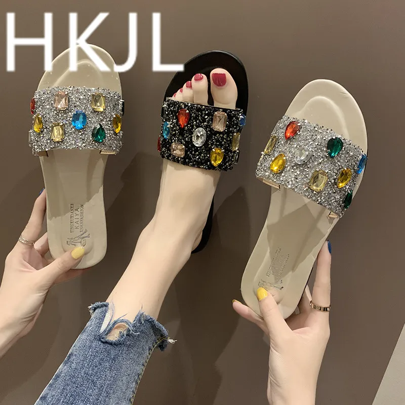 

HKJL Fashionable female outside wear 2019 new fund slipper to go out beach cool procrastinate han edition thick bottom A370