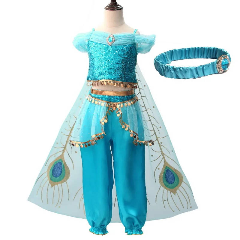 Платье Цвета жасмин для девочек, детские костюмы на Хэллоуин, Рождество, жасминовые костюмы для детей, платье для танца живота, индийские Disfraces