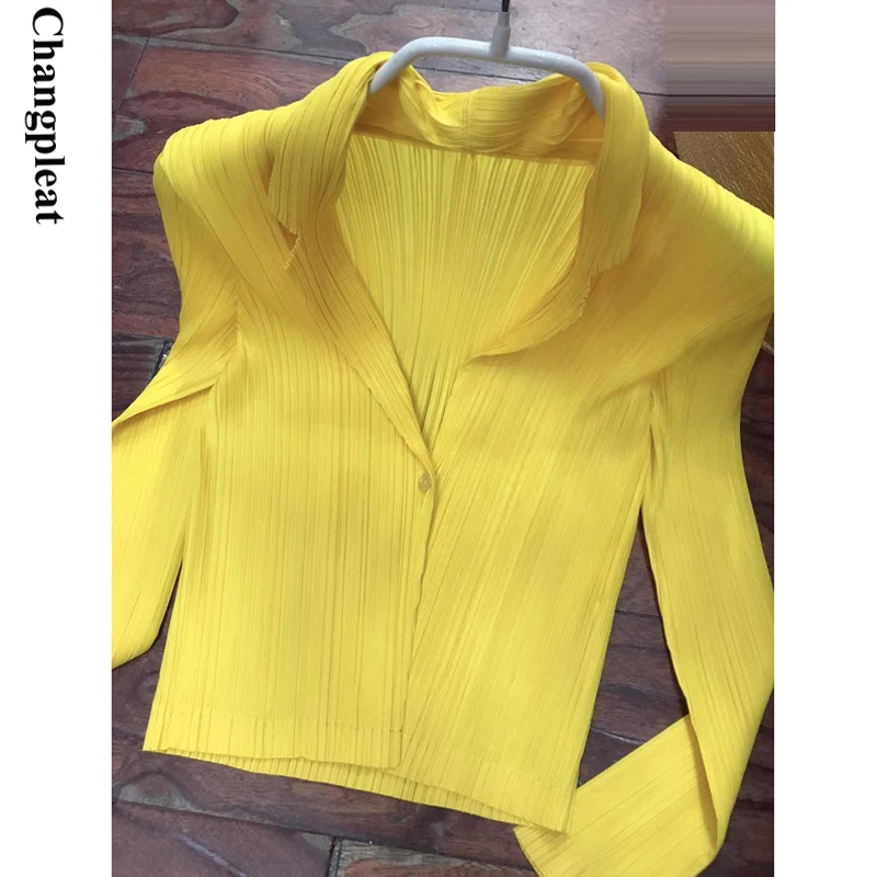 Женская плиссированная куртка Changpleat однотонная облегающая куртка-кардиган на