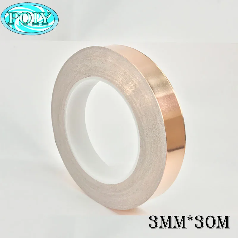 Free Shipping, 3MM*30M Single Adhesive Conductive Copper Tape EMI