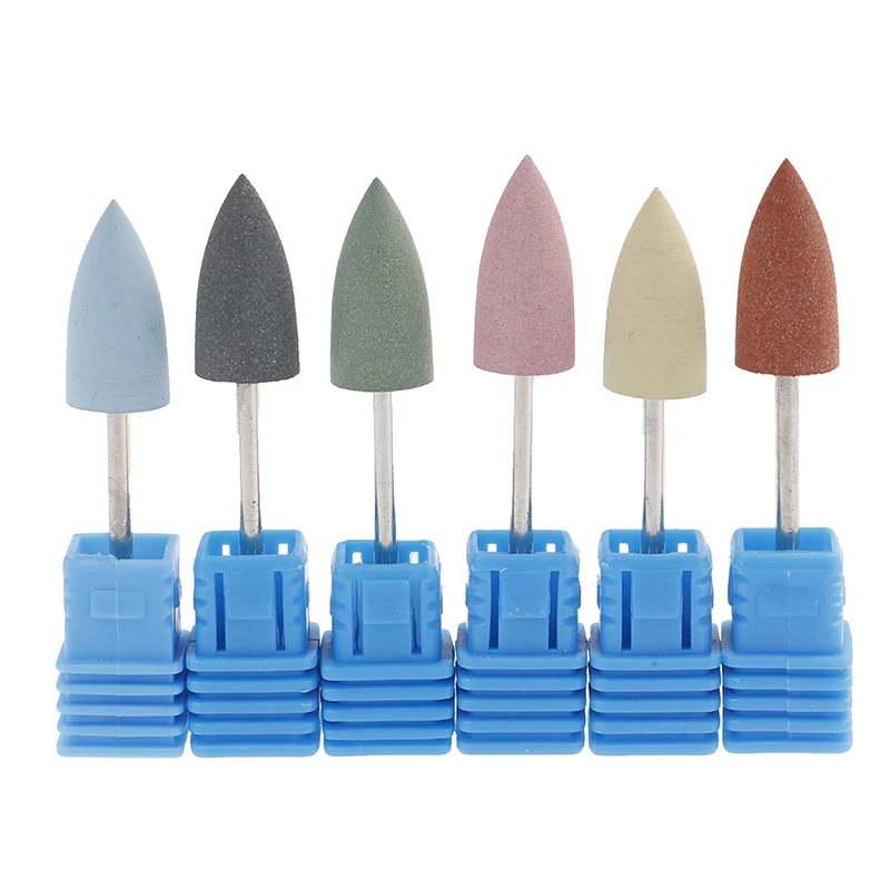 Quality 1PCS 6Different Grit Grinding Nail Buffer Drill Bit Silicone