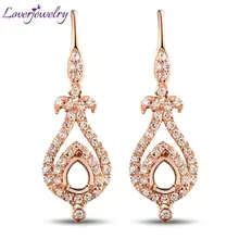 LOVERJEWELRY, модные женские серьги, 18 К, розовое золото, натуральный бриллиант, полукрепление, серьги, груша, 4x5 мм, ювелирное изделие