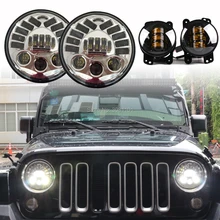 Set 7″LED H4 Headlight Car-styling Driving Light Projector Daymaker plus Pair 4″ Fog lamp Amber Beam for 2009-2013 Dodge Journey