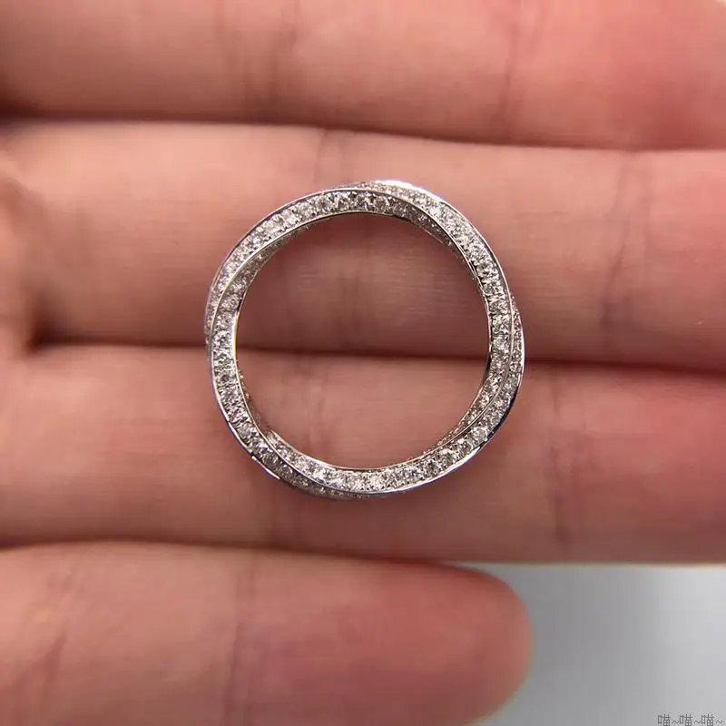 

Free Shipping 925 Sterling Silver Zircon Jewelry Ring Magical Mobius Full Zircon Rings for Women Creative Fashion Brand Jewelry
