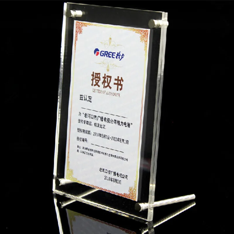 

1 SET Acrylic Photo Frame Product Price Tag Display Stand Transparent Screws Advertising Europe High-end Fashion Picture Frame