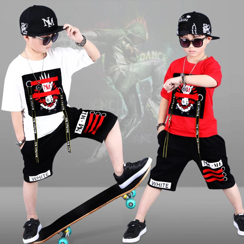 

2018Summer boys clothing sets Fashion Cotton T-shirts & Beach Shorts hip hop style Trakcsuit for boys clothes Outfits 5-14 Years