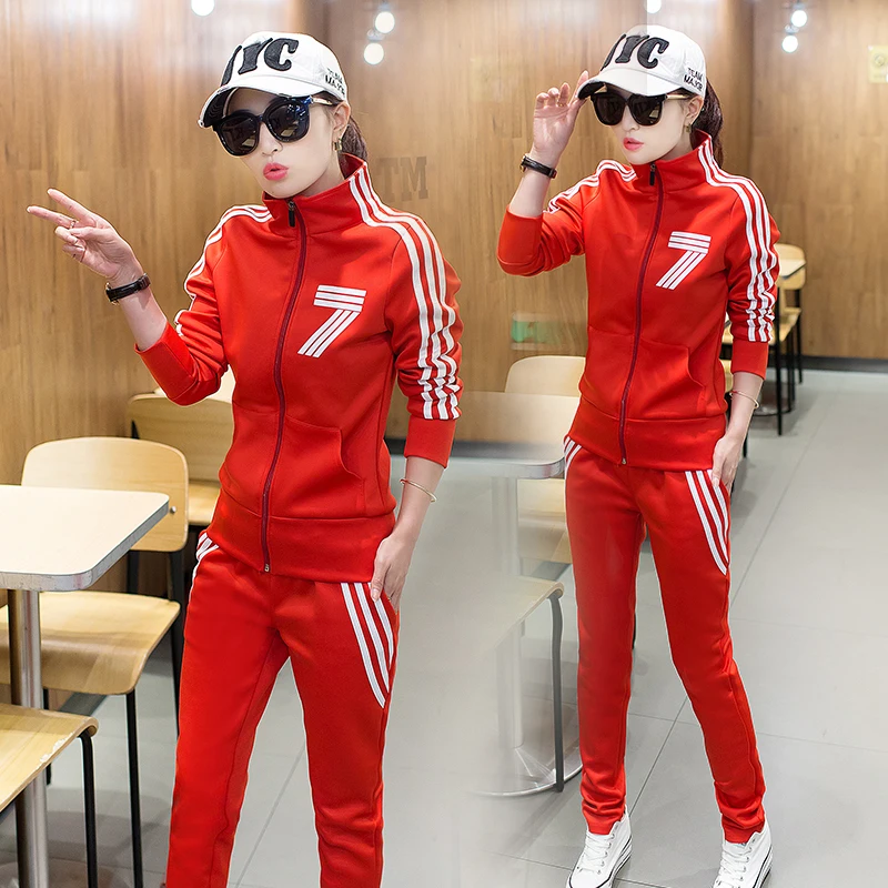 Fashion Women Sets Pullover Female Spring Track Suit Tops Females Ankle-Length Pants Trendy Womens Loose Casual Lady Student Women's Sets
