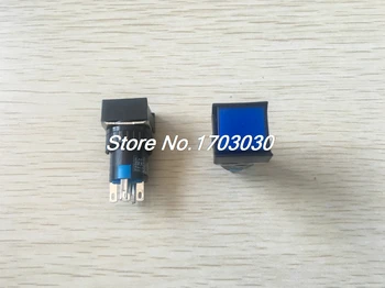 

5 Pcs Blue Square Cap DC 12V LED Light 1P2T 5 Terminals Push Button Switch