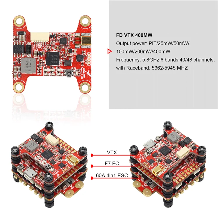 HGLRC вперед F760-VTX стек F7 Контроллер полета 60A 4в1 ESC 400 МВт VTX