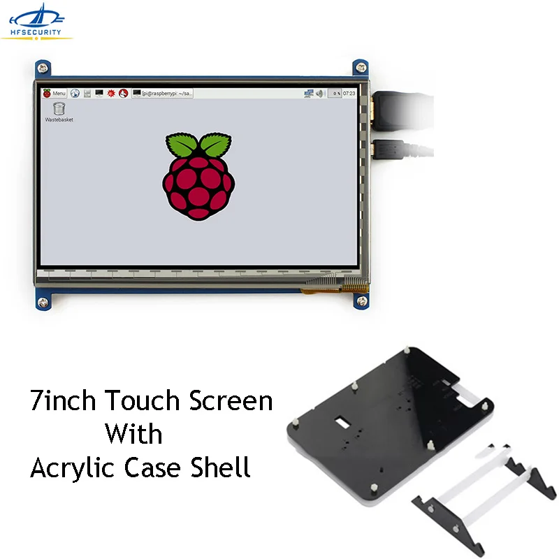 

[HFSECURITY] Raspberry Pi 7 Inch Capacitive Touch Screen HDMI USB 1024*600 LCD IPS Display With 7 Inch Acrylic Case Shell