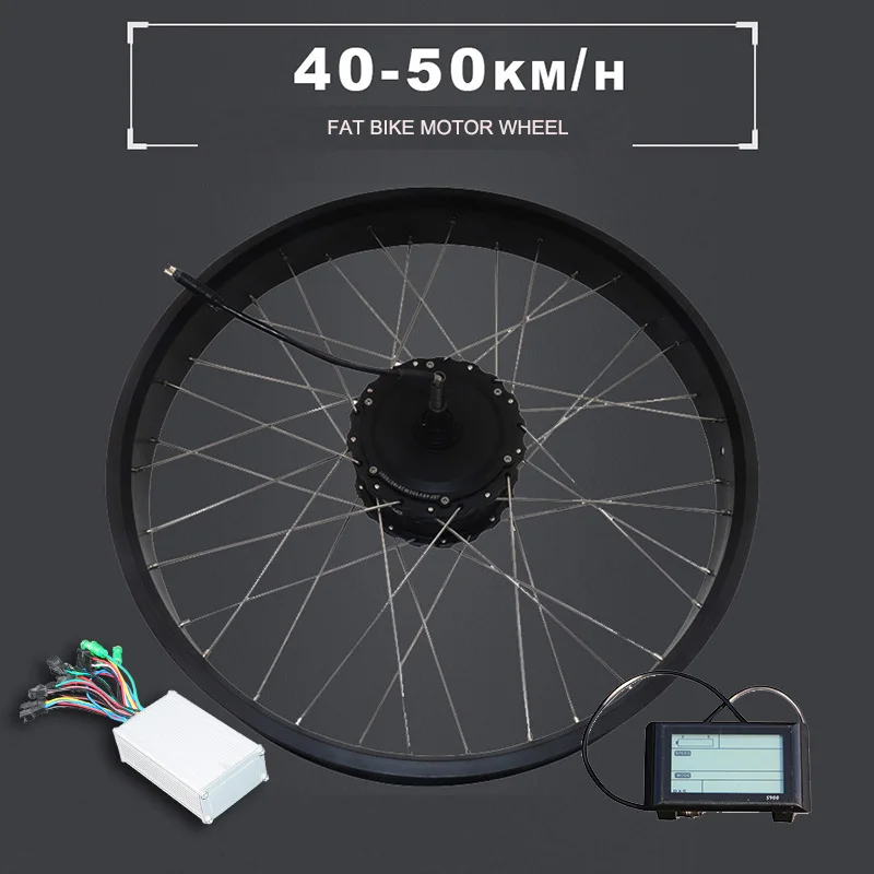 Best 48V 1000W High Speed Hub Motor Rear Electric Wheel Motor Fat Tire 20"26" 4.0 Brushless Gear Hub Motor Controller LCD Ebike Parts 2