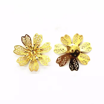 

20 PCS 28mm Metal Copper Flowers Base Setting Hollow Out Flowers Bead Caps Gold Connectors Charm For Jewelry Making