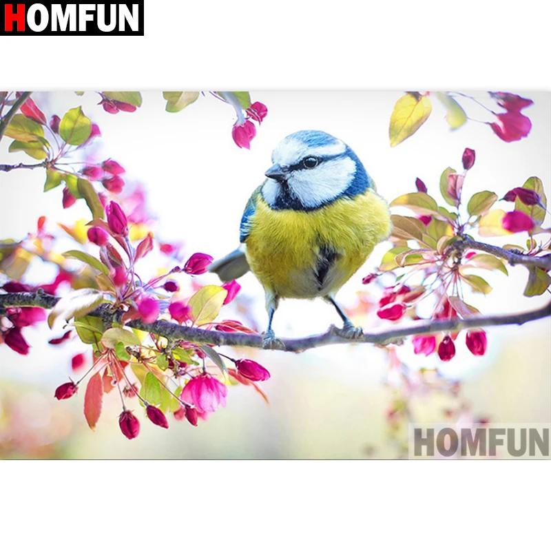 

HOMFUN Full Square/Round Drill 5D DIY Diamond Painting "Birds and flowers" 3D Diamond Embroidery Cross Stitch Home Decor A19051