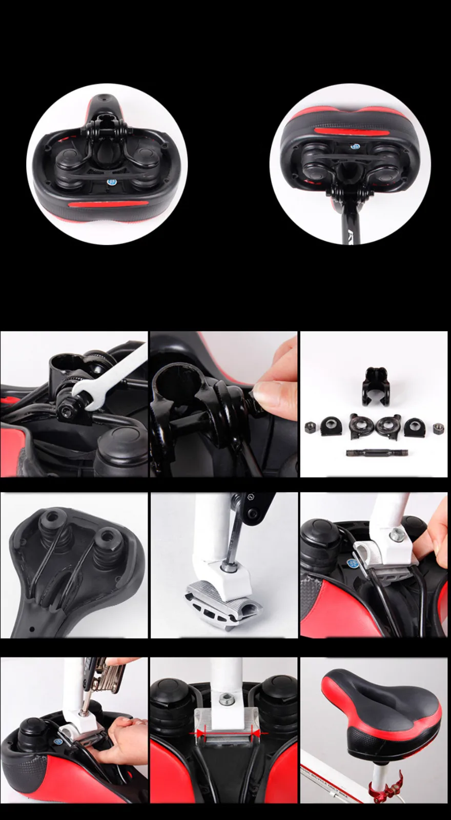 Comfort Wide Big Bum Bike Bicycle Gel Cruiser Extra Sporty Soft Pad Saddle Seat Road Mtb Mountain Bike Leather #3O18 (6)