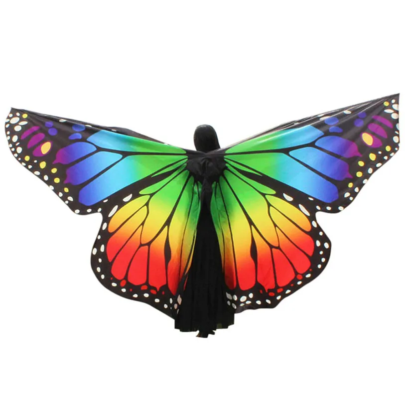 New 360 Degree Rotating Butterfly Shawl Decorated Women Butterfly Print Chiffon Belly Dance Butterfly Wings 9 Style on Sale