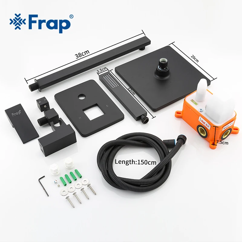FRAP Square bathroom shower faucet sy tem brass set black rainfall shower mixer tap bathtub faucet waterfall Bath Shower Y24023