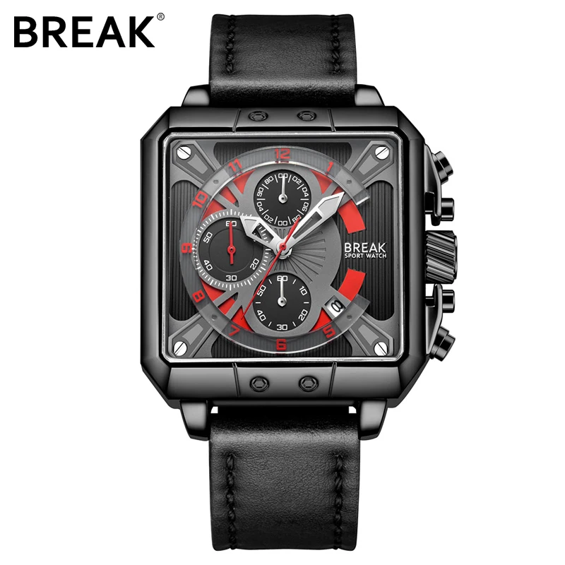 Мужские часы-хронограф BREAK reloj hombre роскошные брендовые Кварцевые спортивные часы