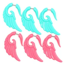 Имитация пирсинга серьги пробки и тоннели панк 2шт акриловые Спиральные серьги ювелирные изделия с расширителем для тела сексуальные женские аксессуары оптом