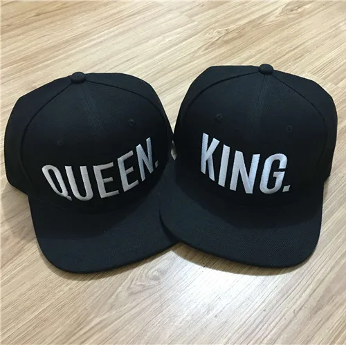 Бейсболка с вышивкой KING QUEEN, плоские грузовые шапки, акриловые мужские и женские Подарки для него,, 2 предмета в комплекте - Цвет: Snapback hats