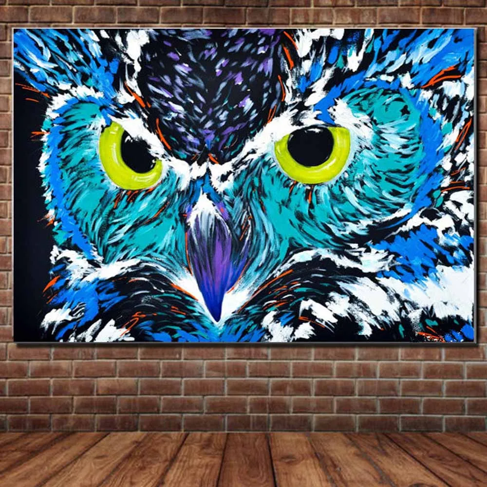 Abstract Animal Owl Oil Painting on Canvas Modern Style Wall Art Animal Picture Loverly Owl