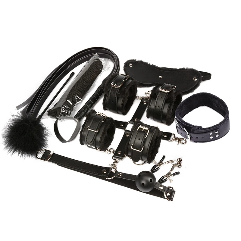 10 Piece Set Fetish Restraint Adult Sex Toys for Couples Adult Sex Games for Erotic Gag Ball Nipple Clamps Bondage QQTZ02