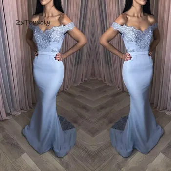 

Lavender Mermaid Elegant Evening Dress Off The Shoulder Appliques Lace Long Prom Dresses For Graduation Plus Size Fancy dresses