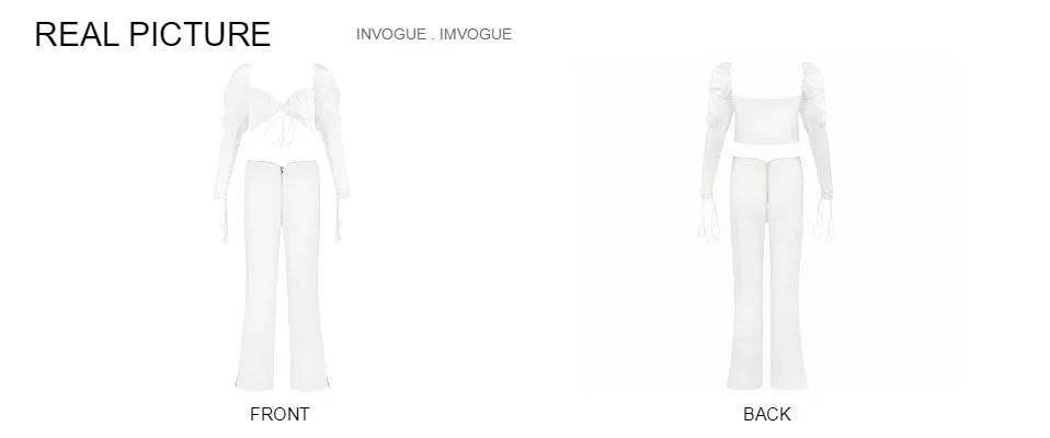 INVOGUE. IMVOGUE/Новое поступление года, Модный комплект из двух предметов, на шнуровке, на молнии, с белым воротником и длинными рукавами