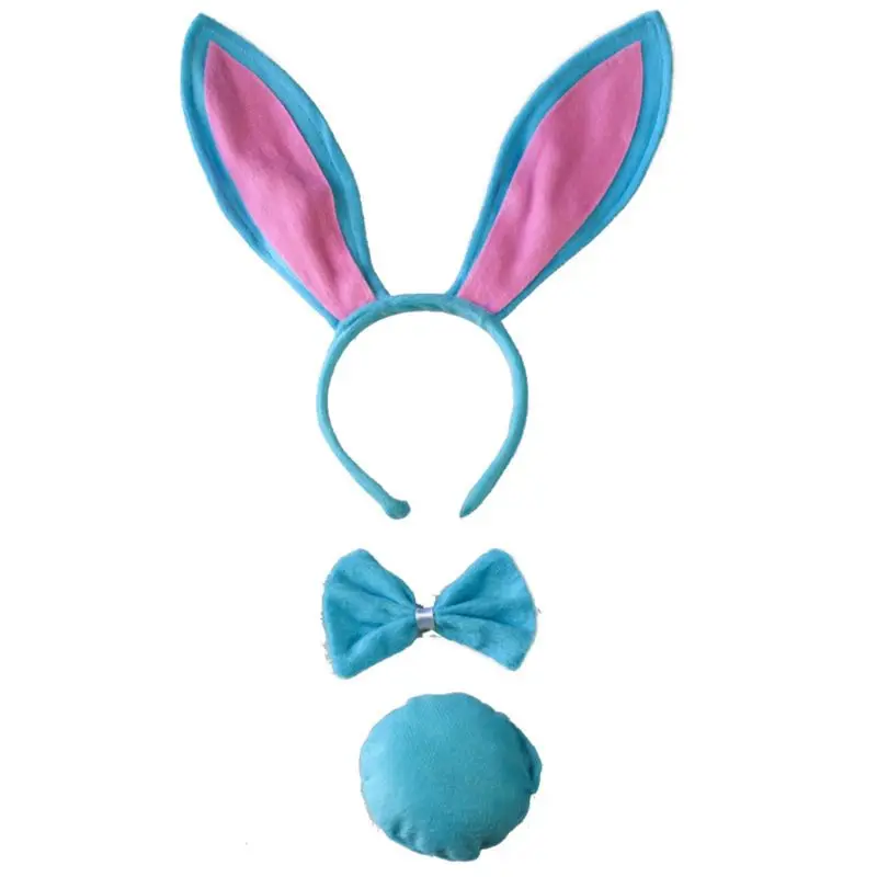 3 шт. Детский костюм животного для взрослых наборы длинный кролик ободок с заячьими ушами галстук-бабочка Круглый хвост пасхальные вечерние украшения - Цвет: 1