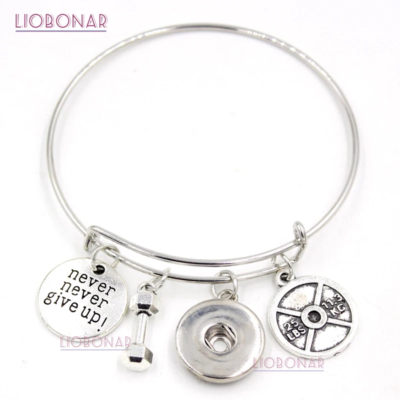 

1PC Gym Fitness Bracelet Exercise Charm Adjustable Expandable Bangle Sport Snap Button Bracelets Jewelry for Sport Fan Gifts
