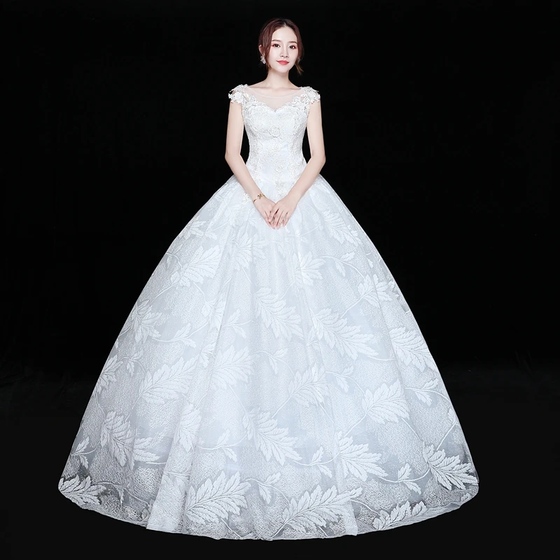 

Fansmile Real Photo Vintage Lace Up Ball Wedding Dresses 2019 vestido de noiva Bridal Wedding Gowns FSM-600F