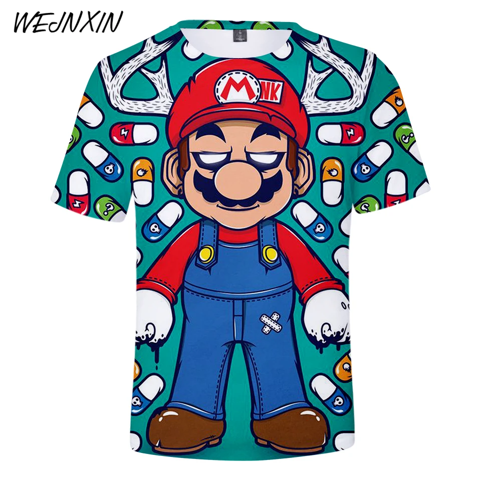 

WEJNXIN Cool Cartoon Super Mario Kart 3D Design T-shirt Men Women Summer T Shirt Youth Boys Girl Tshirt Casual Top Tee Clothing