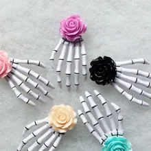 24 шт.,, модная заколка для волос с изображением розы, скелета, когтей, черепа, зомби, панк, ужасов, заколка для волос, заколка для волос