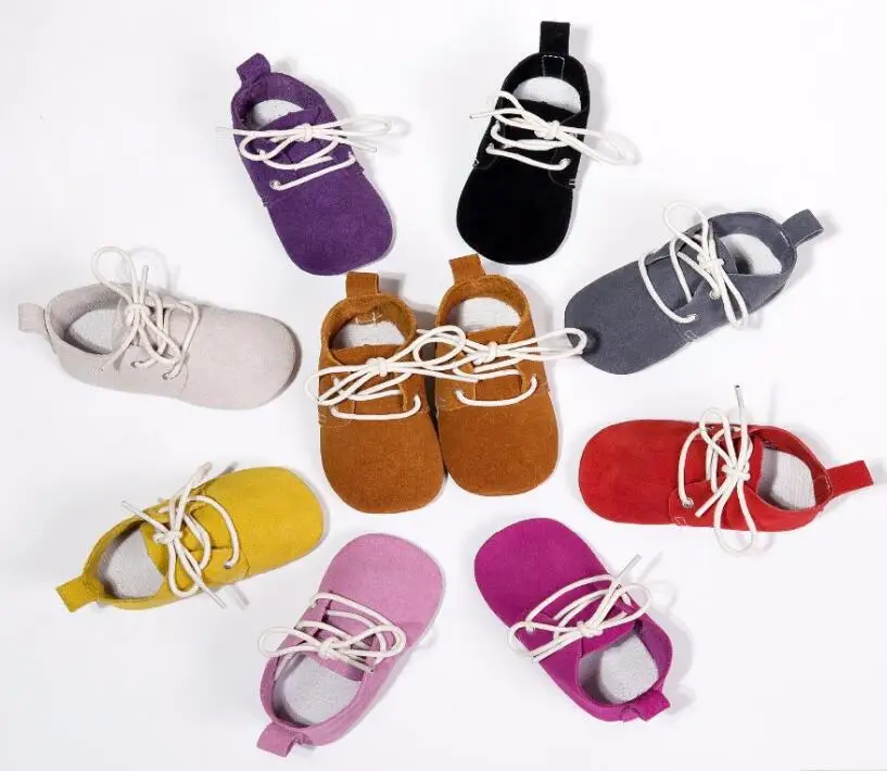 

Fashion Genuine Leather Newborn Baby Boy Girls moccasins Prewalkers Sports Sneakers lace up Soft sole oxford crib shoes