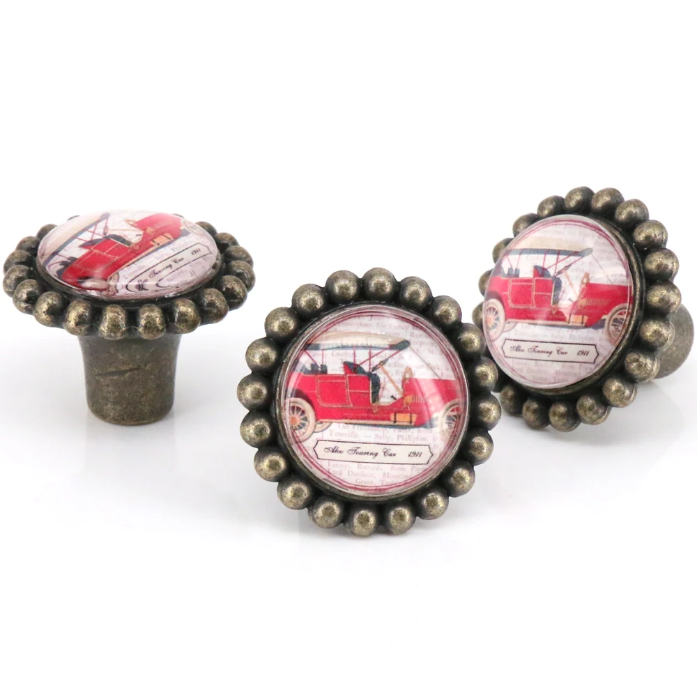 3pcs Unique Knobs Drawer Knobs Bronze Base Crystal Dresser Knobs