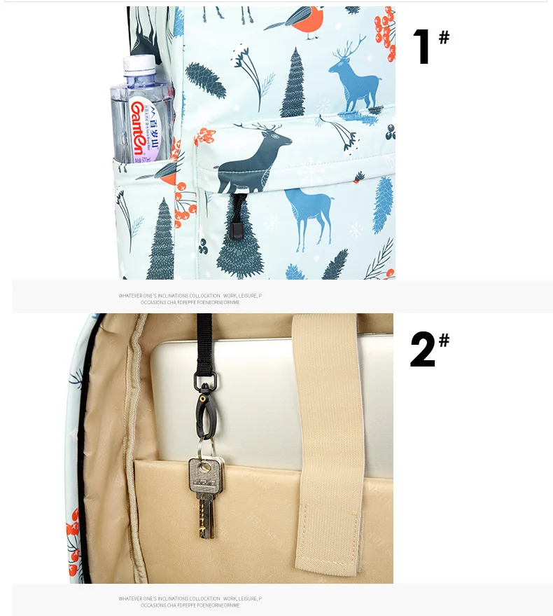 WINNER Cute Fashion Backpack Fresh Deer Pattern School Backpack For Teenage Girls Light Blue Travel Backpack Mochila  (19)