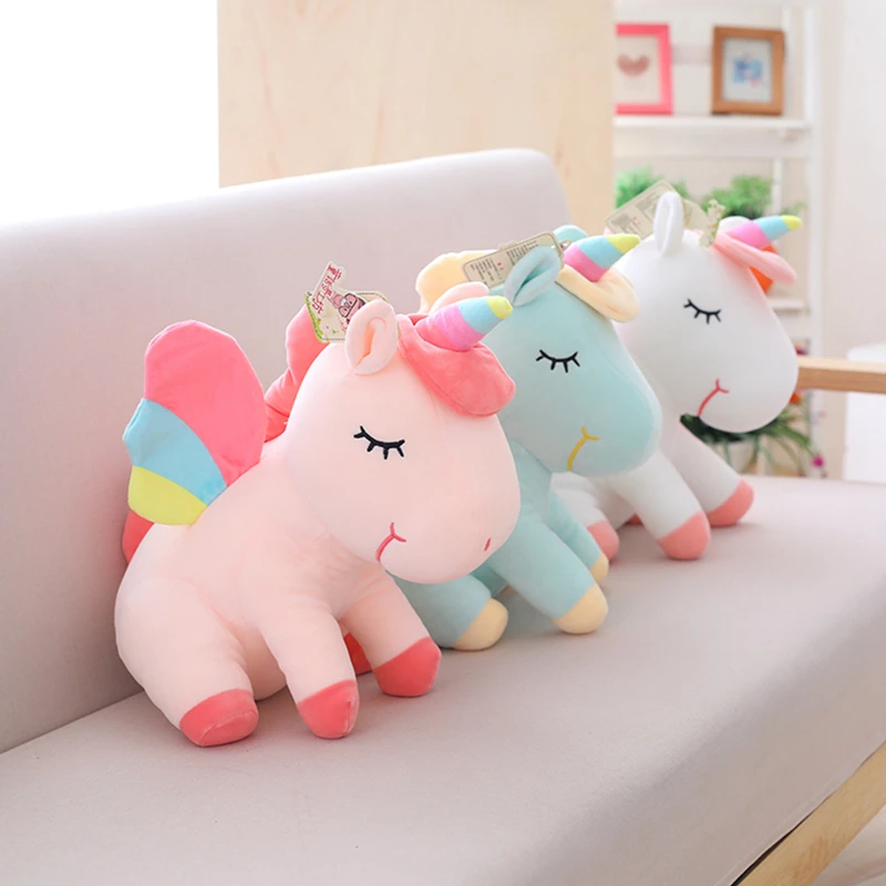 MIAOOWA 1PC 25-55CM Lovely Cartoon Baby Unicorn Plush Doll Cute Dream Wing Unicorn Lovely Animal Horse Stuffed Pillow Kid Gifts