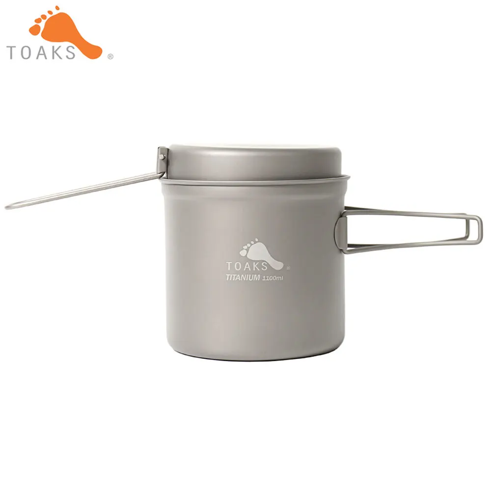 TOAKS CKW-1100 titanio al aire libre Camping Pan Caminar utensilios de cocina mochilero Picnic tazón Pan Pot Set con mango plegable
