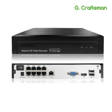 8ch POE 5MP NVR H.265 NVR Network Video Recorder Up to 16ch 1 HDD 24/7 Recording IP Camera Onvif 2.6 P2P System G.Ccraftsman