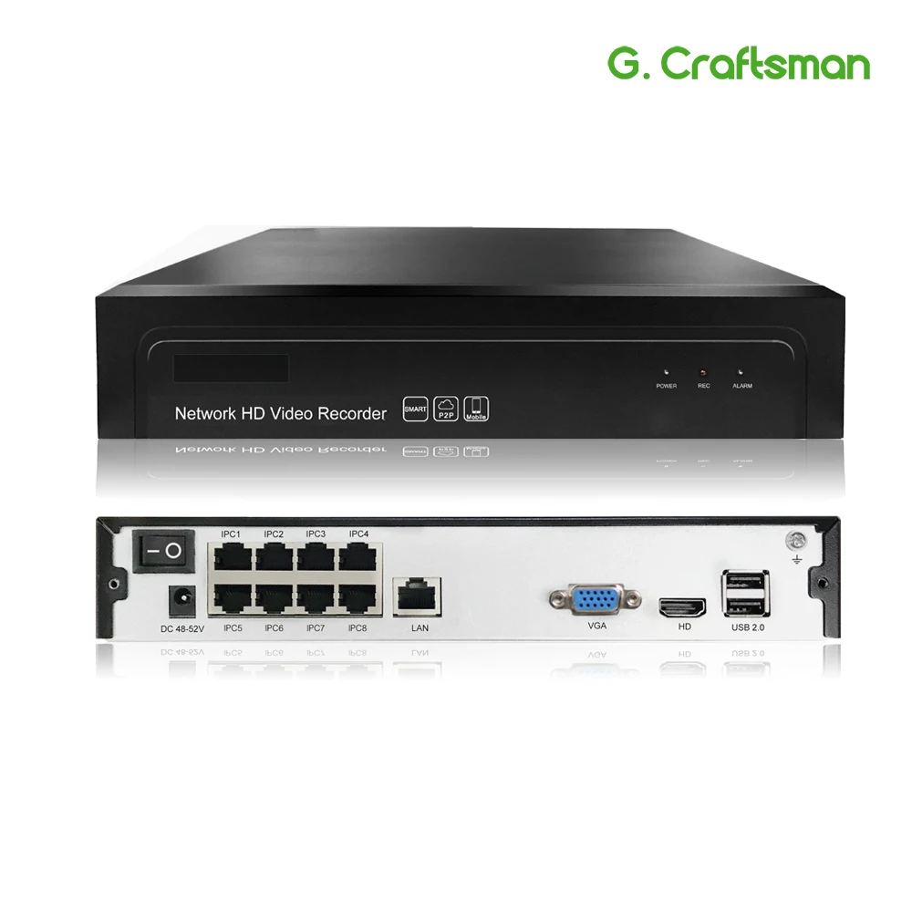 Скидка 8ch POE 5MP NVR H.265 NVR сетевой видеорегистратор до 16ch 1 HDD 24 7 запись ip камера Onvif 2,6 P2P система G. Ccraftsman