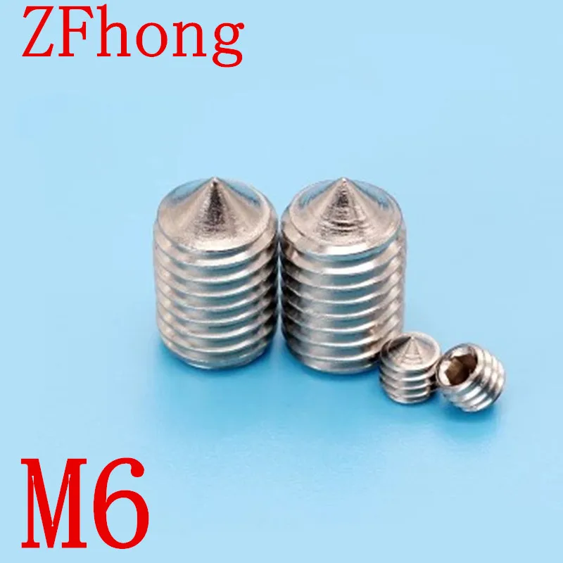 100pc DIN914 m6 Stainless Steel Metric Thread Grub Screws Cone Point
