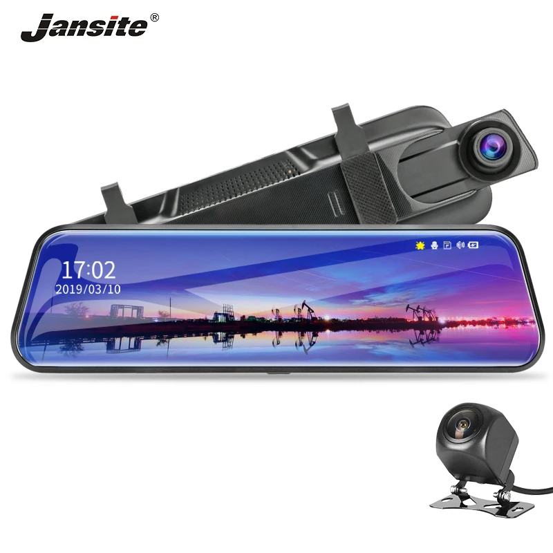 Jansite 10" car dvr dash cam car camera Rear View Mirror Touch Stream