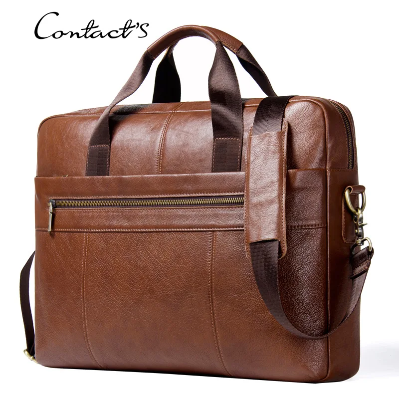 

Black Angel Leather One-Shoulder Pack Tilt bag top layer cowhide can hold 15.6-inch computer men's business briefcase