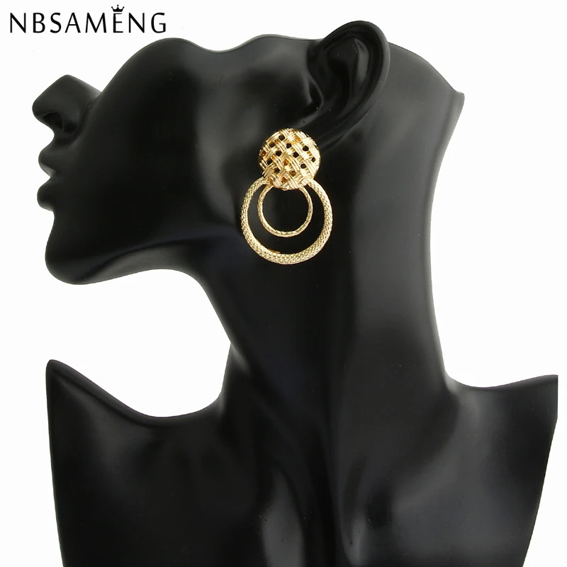

2019 Big Vintage Hollow Alloy Boho Earings Stud Earrings For Women Gold Silver Statement Earring Bohemian Round Fashion Jewelry