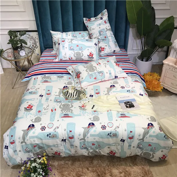 Мультфильм постельное белье с изображением динозавров набор для подростков, детей двойной королева король хлопок один домашний текстиль простыня, наволочка белый набор стеганных одеял - Цвет: style8