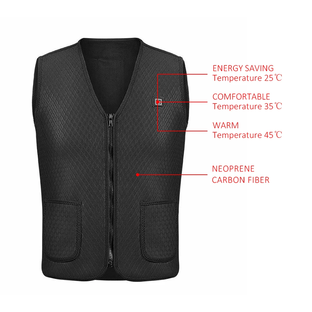 Men Women Outdoor USB Infrared Heating Vest Jacket Winter Flexible Electric Thermal Clothing Waistcoat Fishing Hiking Dropship