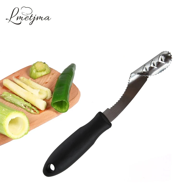 LMETJMA Jalapeno перец корер из нержавеющей стали зубчатый чили с мягкой ручкой кухонные